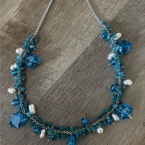 Elegant Blue and Pearl Necklace